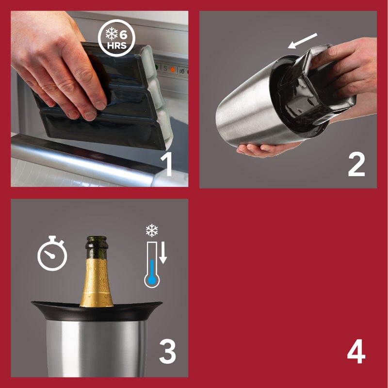 Vacu Vin Champagne Cooler â€“ Stainless Steel Active Bottle Chiller â€“ Includes Removable Cooling Sleeve â€“ Keeps Champagne Cold for Hours â€“ Stylish & Reusable Ice-Free Tabletop Cooler - Image 5